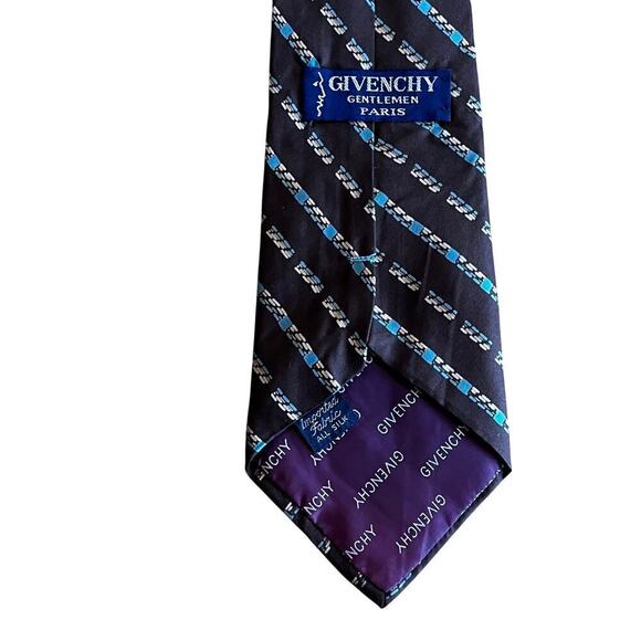 Givenchy Gentlemen Paris Men's Neck Tie. SILK. Brown/tan/blue striped. office - Picture 3 of 6